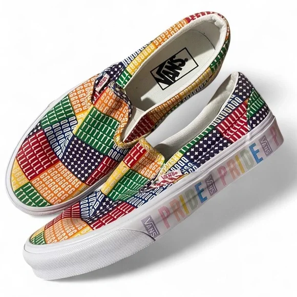 VANS CLASSIC SLIP-ON PRIDE MULTICOLOR WHITE SHOES - Picture 1 of 3